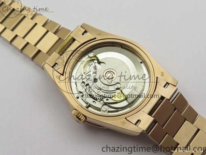 AAA Replica Watches on President A 2689 BP White ComfortFit Crystal Crystal Marker MOP RG Best Edition 128235 Dial Day-Date Bracelet RG 36mm 1218